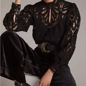 Anthropologie Embroidered Lace Blouse - Medium